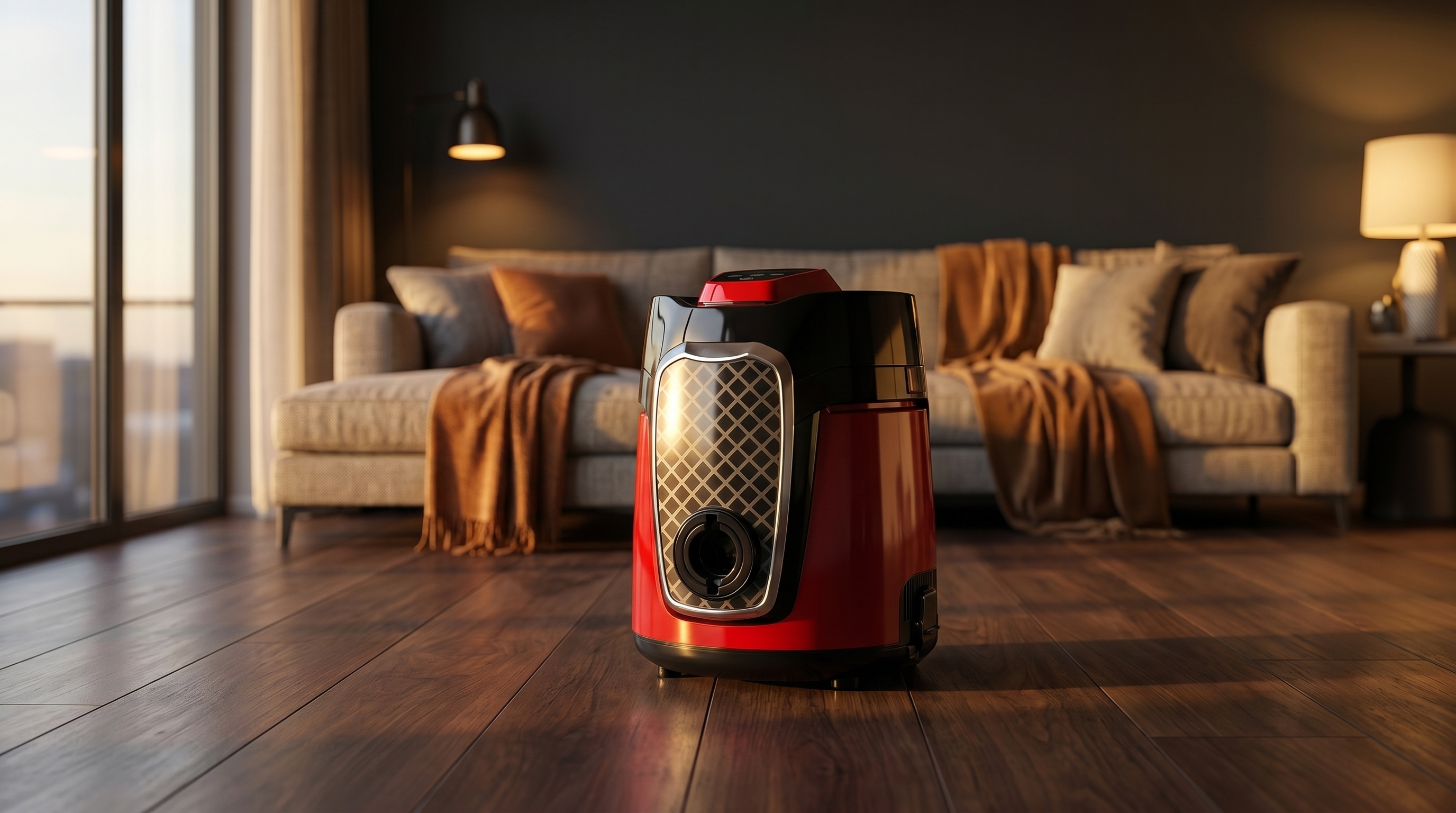 EcoBlue water-filtration vacuum in a living room